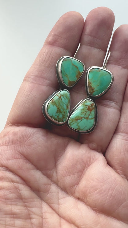Double bezel Kingman turquoise earrings