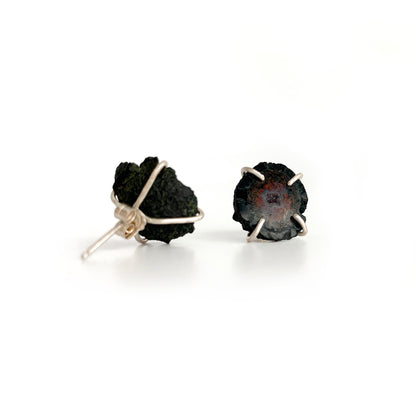 Baby geodes prong set post earrings