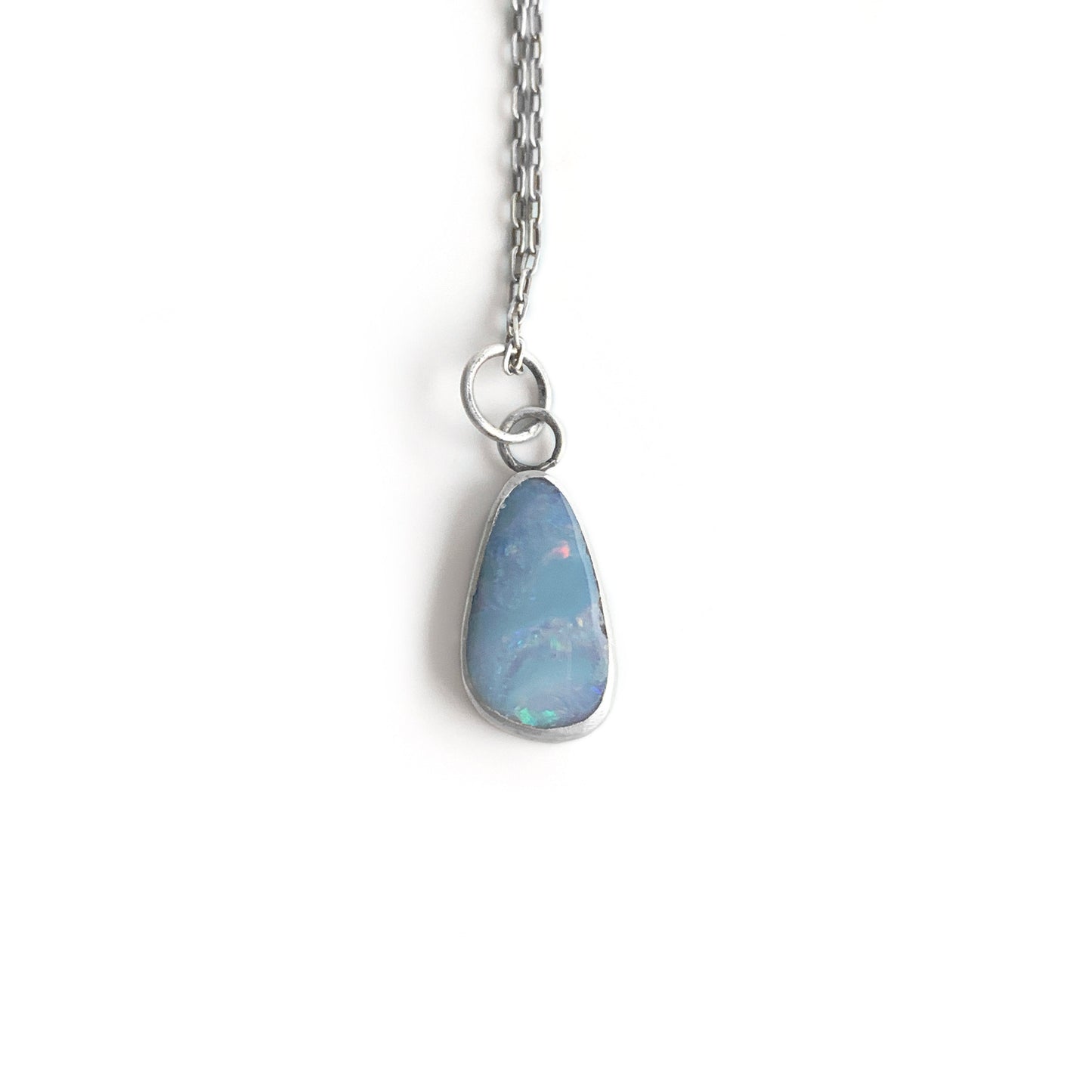 Opal sterling silver pendant necklace