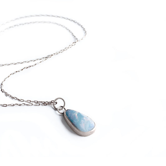 Opal sterling silver pendant necklace